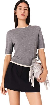 Maje 100% wool short-sleeve sweater in Grey at Nordstrom, Size X-Small