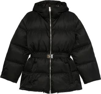 Prada Piumino con cappuccio e cintura - Nero