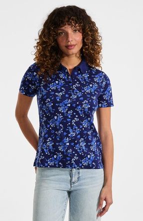 Lands End Supima Cotton Polo Shirt in Midnight Sky Poetic Floral at Nordstrom, Size 1X