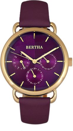 Bertha Sunglasses Gwen Leather-Band Watch with Day & Date