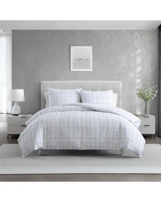 Vera Wang 220 Thread Count Blurred Plaid Reversible Cotton Sateen Duvet Set
