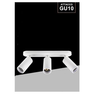 Trade Shop Trade Shop Traesio - Trade Shop - Applique Plafoniera Orientabile Da Soffitto Parete 3 Diffusori Lampada Gu10 Ts-3 - Blanco