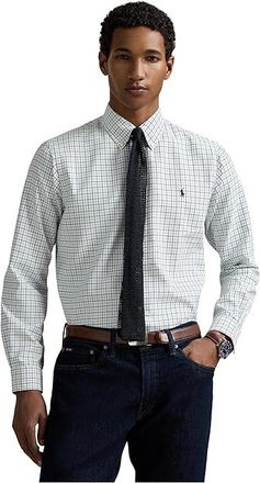 Polo Ralph Lauren Classic Fit Performance Oxford Shirt Mens Clothing White Fatigue : 2XL, Nylon/Polyester