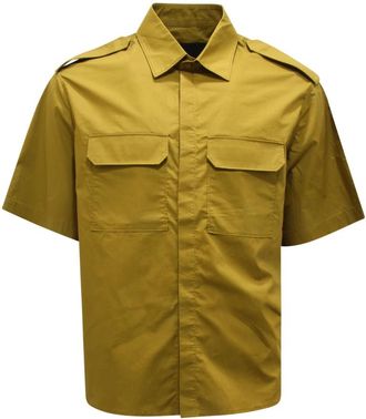 Neil Barrett Loose Fit Shirt Green Acid Poplin - Heren - Korte mouwen Overhemden - Groen - L - Overhemden