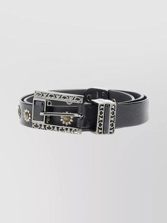 Golden Goose decorative floral belt metal accents