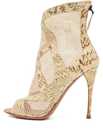 Alaia 115 mm mesh pumps met python-effect - Beige