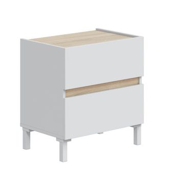 Home Heavenly Mesita de noche con 2 cajones en beige y blanco 53 x 50 x 35 cm