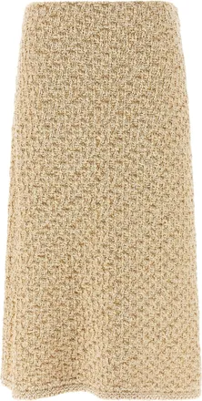 Fabiana Filippi Gold Cotton Midi Womens Skirt