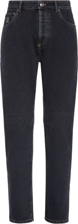 Brunello Cucinelli Jeans Leisure a cinque tasche con logo - Grigio