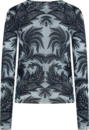 Etro Womens Tulle Top Velvet Effect Blue Polyamide Tops