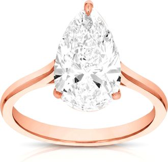 Vir Jewels 4 cttw Pear Lab Grown Diamond Engagement Solitaire Ring in 14K Rose Gold For Women
