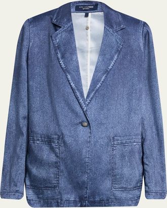 Kobi Halperin Veronica Denim-Print Satin Jacket
