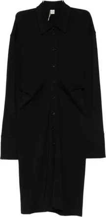 Toteme Black Shirt Collar Knee Length Dress