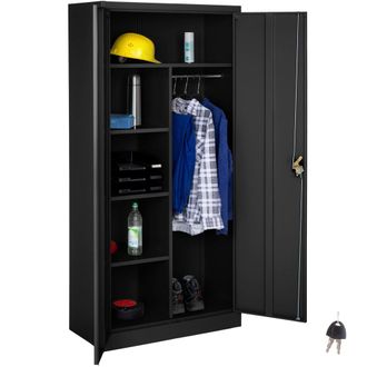 TecTake Armario archivador de acero con cierre 180 x 80 x 40 cm negro