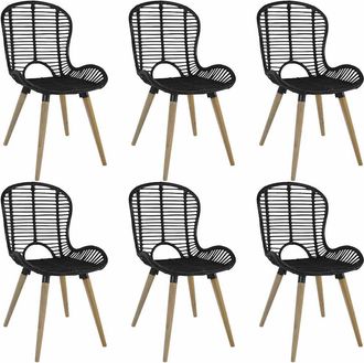 vidaXL Vidaxl - Sillas De Comedor 6 Unidades De Rat&aacute;n Natural Negro