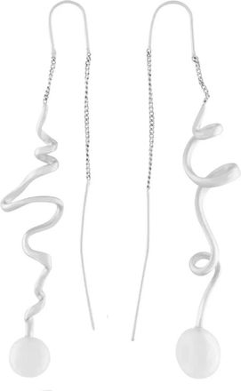 Dansk Copenhagen Twisting Chain Oorbellen met Parels - Dames - Oorbellen - Grijs - ONE Size - Accessoires