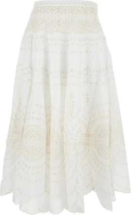 Charo Ruiz Ibiza Livvy midi skirt - women - Cotton/Polyester/Linen/Flax - S - White