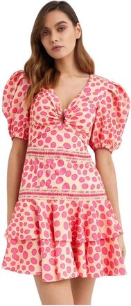 PatBo Roze Bossa Mini Jurk - Dames - Korte kleedjes - Roze - 2XS - Polyester - Kleedjes