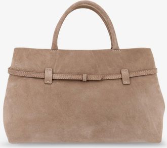 Manu Atelier Womens Le Cambon 35 Suede Shoulder Bag Grey