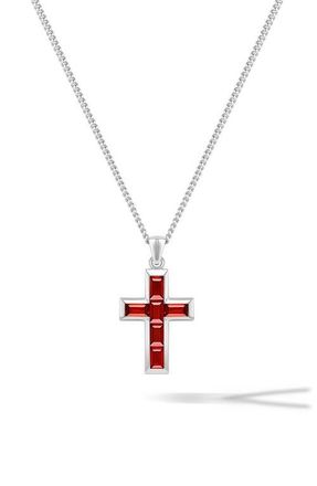 Vincero Mens Stone Cross Pendant Necklace in Red at Nordstrom
