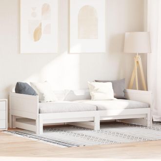 Berkfield Home Pull-out Day Bed White 90x200 cm Solid Wood Pine
