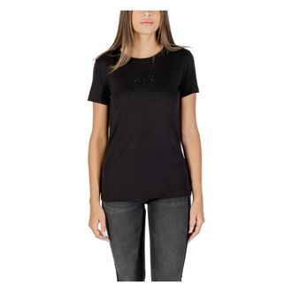 A|X Armani Exchange T-Shirts, female, Black, Size: XS Regular Fit T-Shirt with Glitter Logo