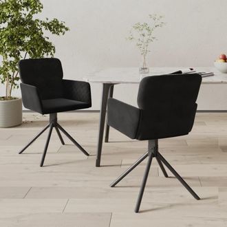 vidaXL Vidaxl - Sillas De Comedor Giratorias 2 Uds Terciopelo Negro