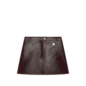 Courr&egrave;ges Logo-patch Vinyl-effect Mini Skirt