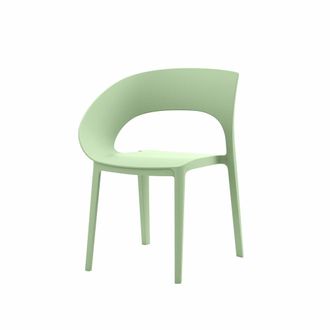 Mobili Rebecca Set de 2 Silla de comedor moderna en polipropileno verde 82,5x54x60