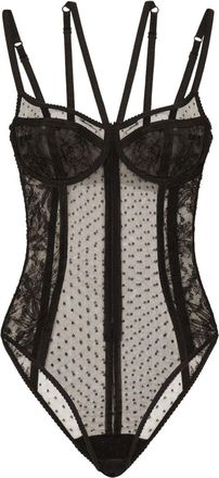 Dolce & Gabbana Black Panelled Lace Bodysuit - Womens - Polyamide/Viscose