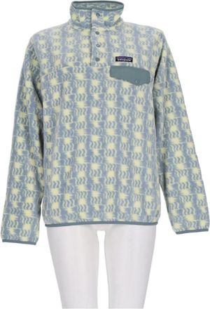 Patagonia Abstract Patterned Fleece Sweater with High Collar and Snap Buttons