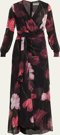 La Petite Robe Di Chiara Boni Draped Floral-Print Georgette Gown