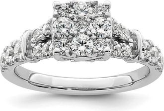 Diamond2Deal 14k White Gold Lab Grown Diamond Engagement Ring 1Ct Clarity- VS Color- G-H