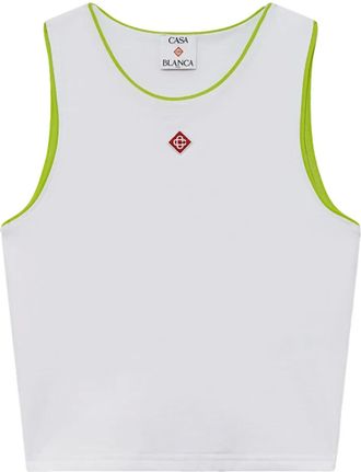 Casablanca contrasting-trim top - women - Cotton/Elastane - M - White