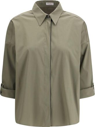Brunello Cucinelli Bicolor Cotton Dress Womens Shirt