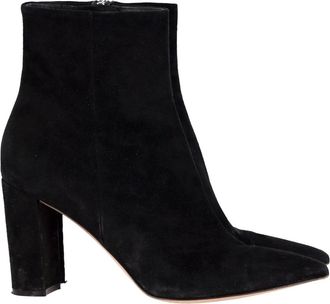 Gianvito Rossi Pointed-Toe Ankle Boots in Black Suede