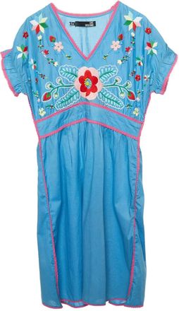 Moschino floral-embroidered dress - Blue