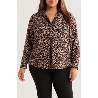 Nic+Zoe Abstract Animal Print Top in Brown Multi at Nordstrom Rack, Size 2 X