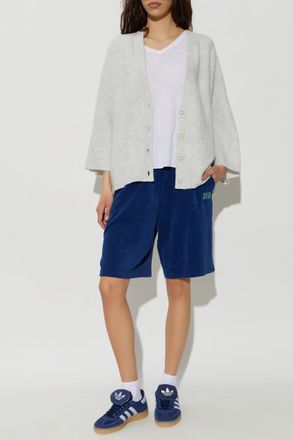 American Vintage Frotte Cotton Shorts, Womens, Navy Blue