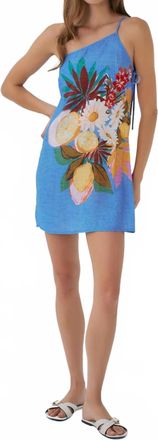 Hutch Hazy Cover Up Dress In Placed Zesty Lemon Tropical Blue