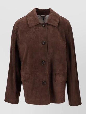 Max Mara leather jacket long sleeves notched collar