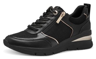 Tamaris Sneaker TAMARIS, Damen, Gr. 35, gold (schwarz, goldfarben), Lacksynthetik, Lederimitat, Textil, kontrastfarbene Details, Schuhe Sneaker, mit Reissvers