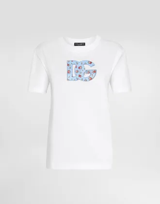 Dolce & Gabbana Jersey T-shirt With Dg Print Patch - Woman T-shirts And Sweatshirts White 36