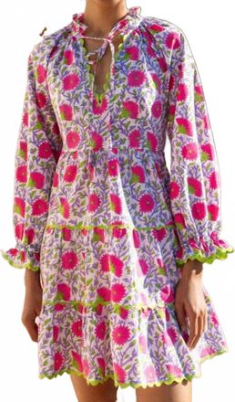 PINK CITY PRINTS Luna Mini Dress In Neon Camelia