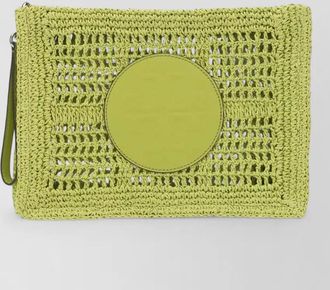 Tory Burch clutch bag circular patch woven texture strap