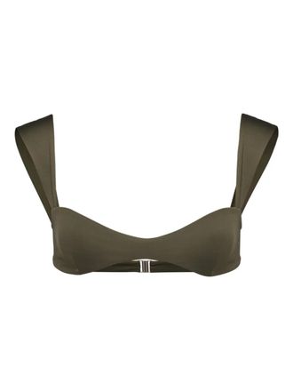 Magda Butrym Retro shoulder-padded bikini top - women - Polyamide/Spandex/Elastane - 36 - Green