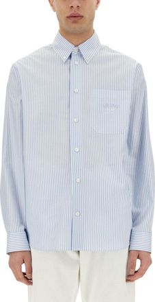 Versace Striped Shirt With Silk Printed Insert
