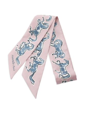 Hermès horse-print silk scarf - Pink