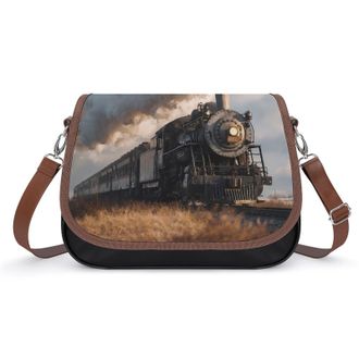 Generic Vintage Steam Train Womens Crossbody Bag Fashion Shoulder Handbags Message Tote Bag with Adjustable Strap