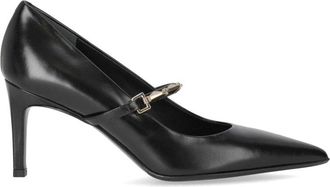 Sergio Levantesi Zwarte leren Griselda pumps met gouden detail - Dames - Pumps - Zwart - 37 1/2 EU - Leer - Schoenen